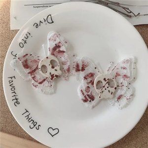 Dark Hair Clip Halloween Skeleton Hair Ornament with Angel Butterfly Edge Clip